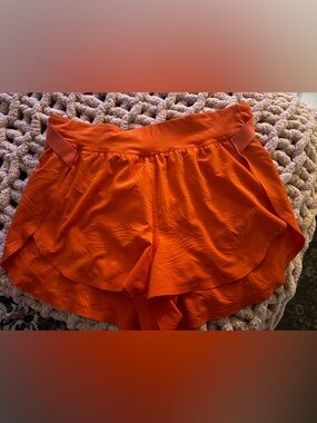Size 8 Orange Lululemon Split Shorts
